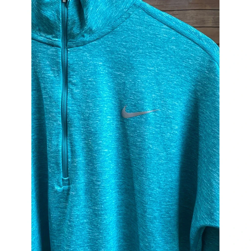Nike Running Dri-FIT Womens Teal Heather 1/4 Zip Pullover Large